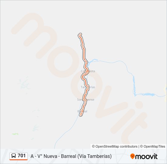 Mapa de 701 de autobús