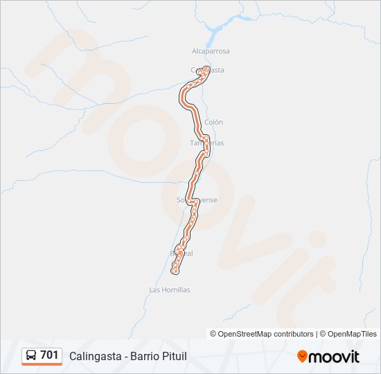Mapa de 701 de autobús