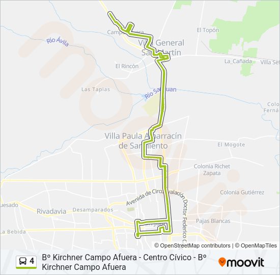 Mapa de 4 de autobús