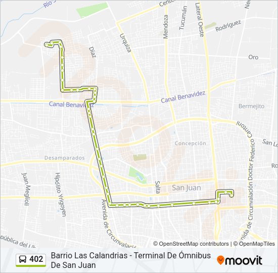 Mapa de 402 de autobús