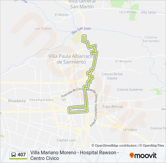 Mapa de 407 de autobús