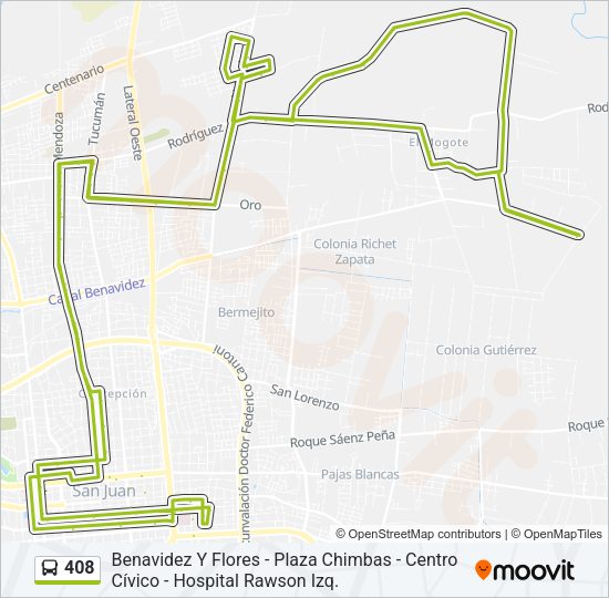 Mapa de 408 de autobús