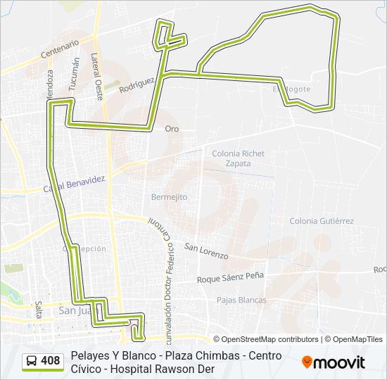 Mapa de 408 de autobús