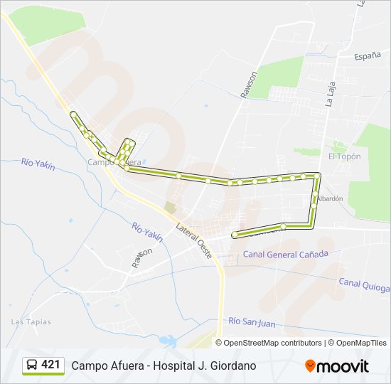 Mapa de 421 de autobús