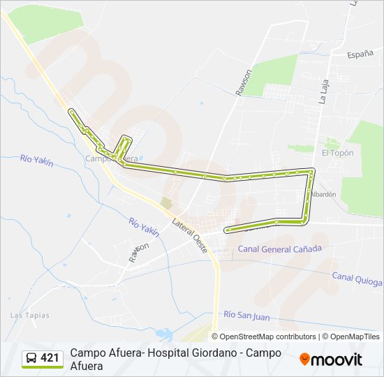 Mapa de 421 de autobús