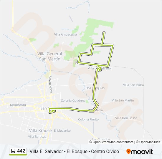 Mapa de 442 de autobús