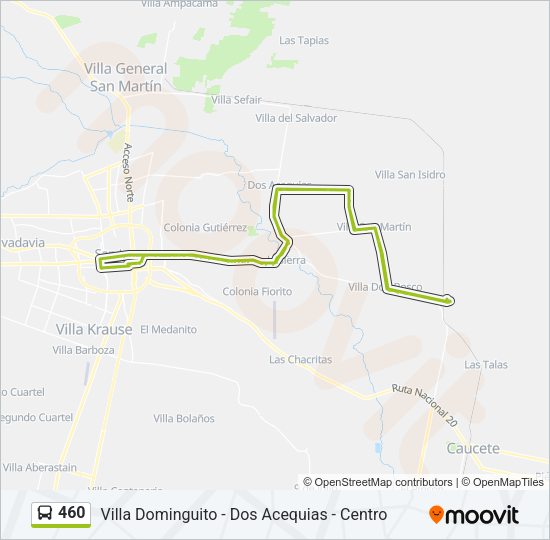 Mapa de 460 de autobús