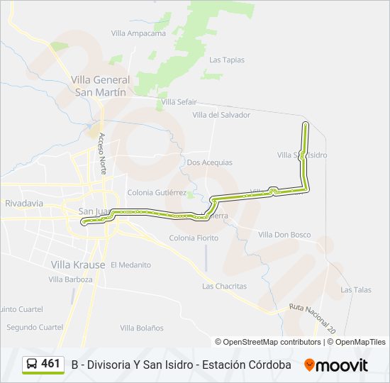 Mapa de 461 de autobús