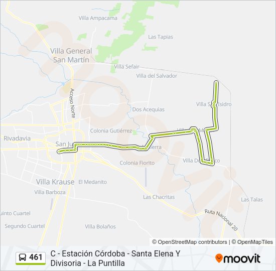 Mapa de 461 de autobús