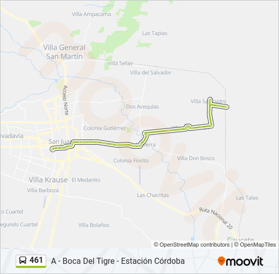 Mapa de 461 de autobús