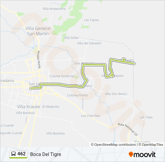 Mapa de 462 de autobús