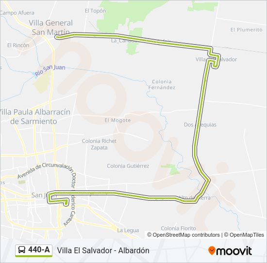 Mapa de 440-A de autobús