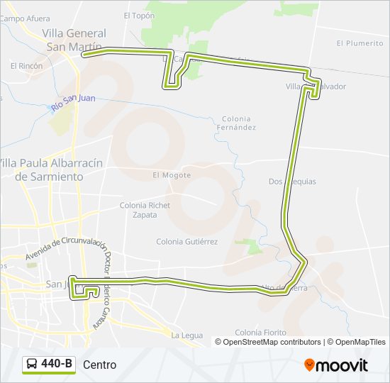 Mapa de 440-B de autobús