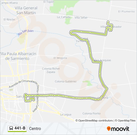 Mapa de 441-B de autobús