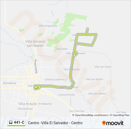 Mapa de 441-C de autobús