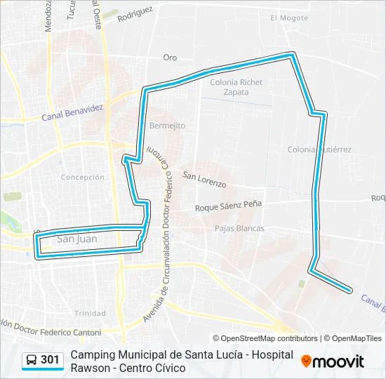 301 Bus Line Map