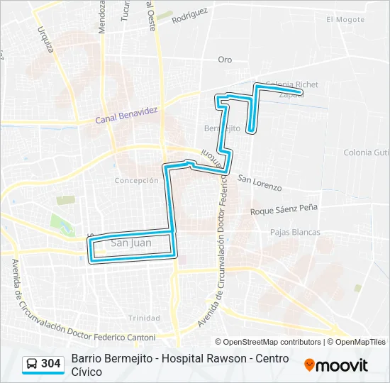 304 Bus Line Map