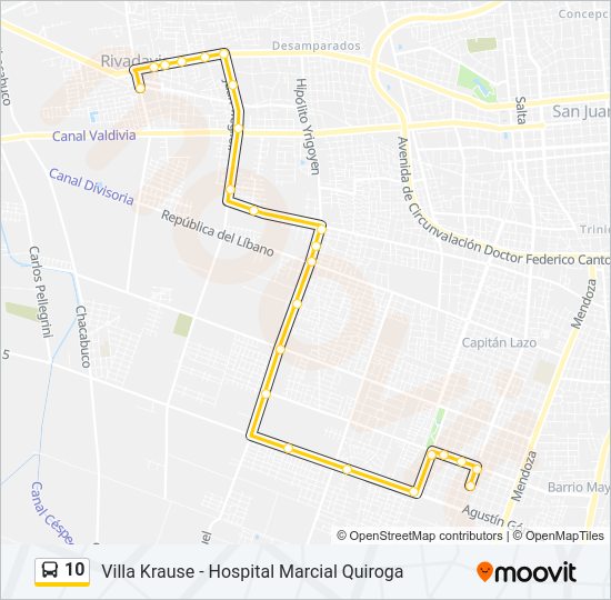 Mapa de 10 de autobús