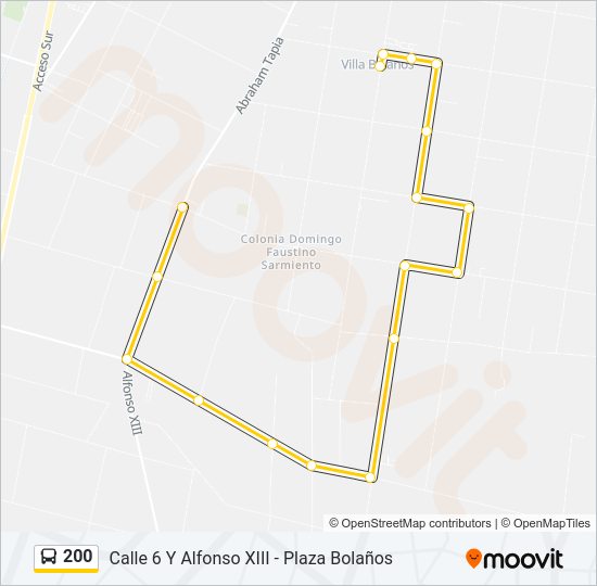 Mapa de 200 de autobús