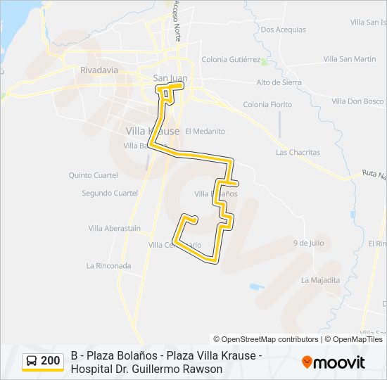 Mapa de 200 de autobús