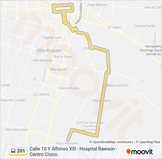 Mapa de 201 de autobús
