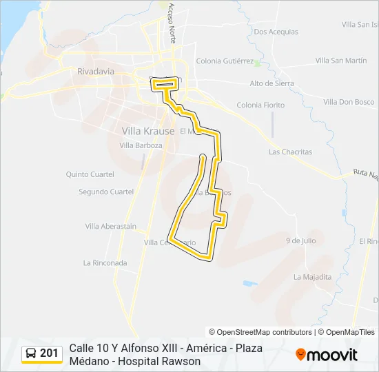 201 Bus Line Map