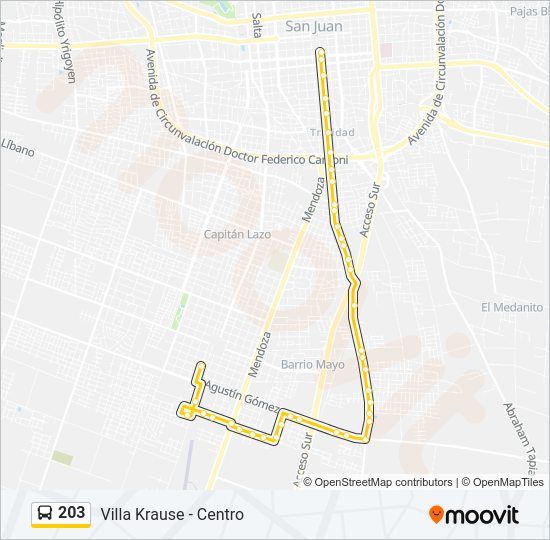 Mapa de 203 de autobús