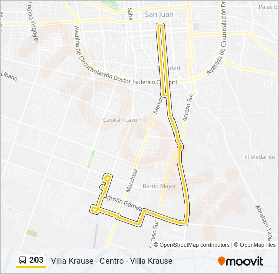 Mapa de 203 de autobús