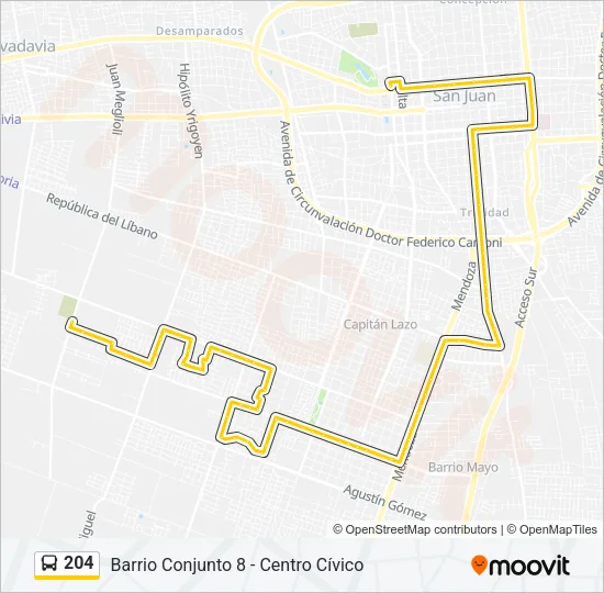 204 Bus Line Map