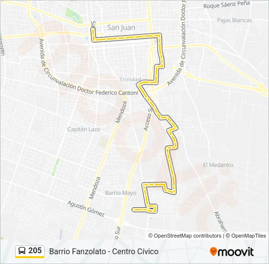205 Bus Line Map