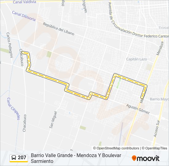 Mapa de 207 de autobús