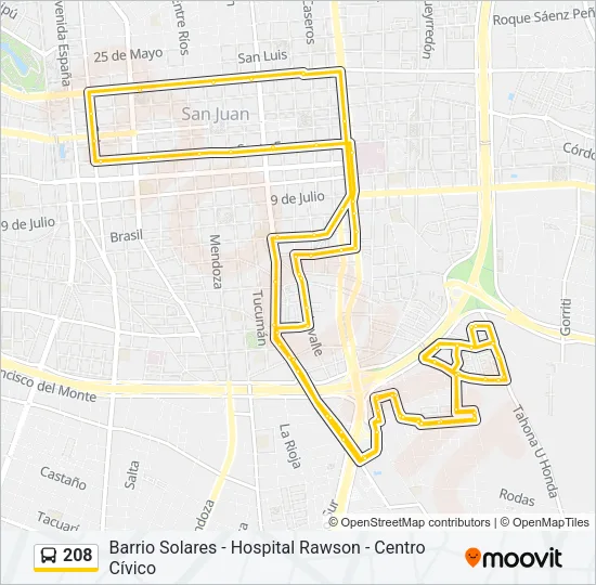 208 Bus Line Map