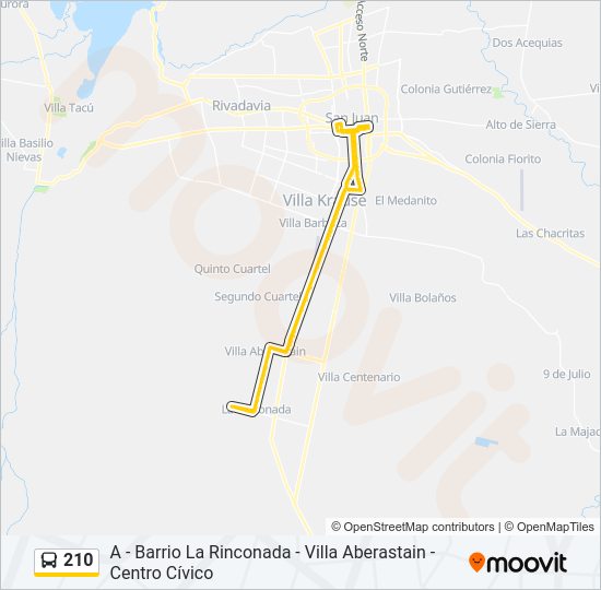 Mapa de 210 de autobús