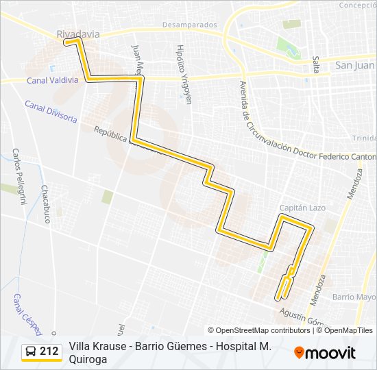Mapa de 212 de autobús