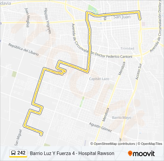 Mapa de 242 de autobús