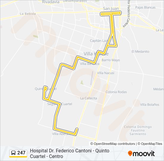Mapa de 247 de autobús