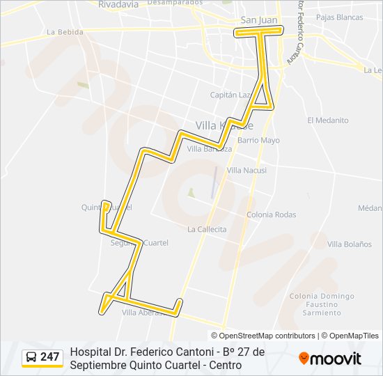 Mapa de 247 de autobús