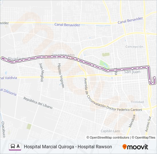 Mapa de A de autobús