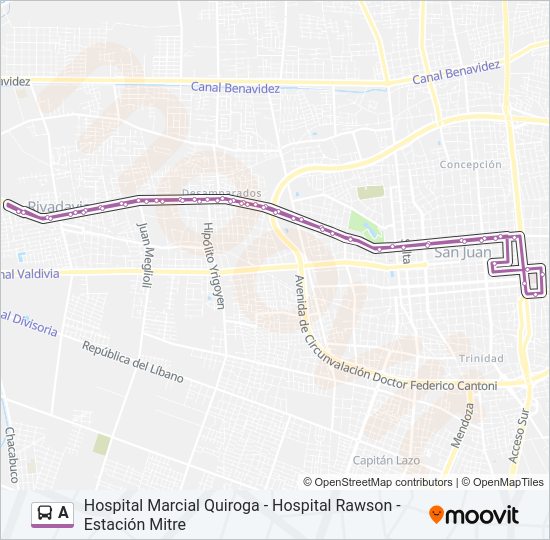 Mapa de A de autobús