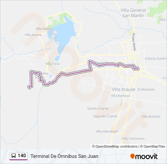 Mapa de 140 de autobús
