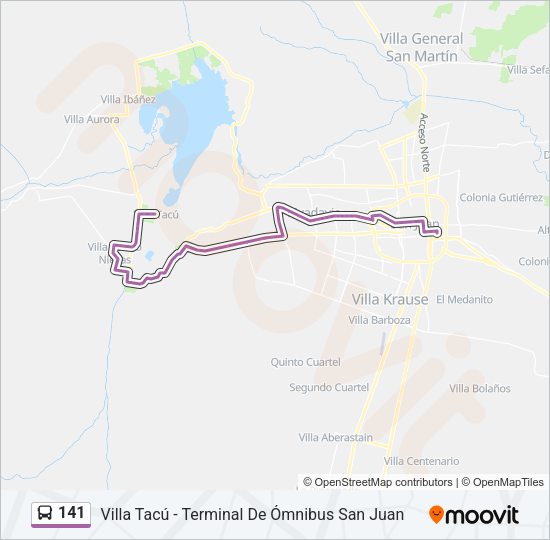 Mapa de 141 de autobús