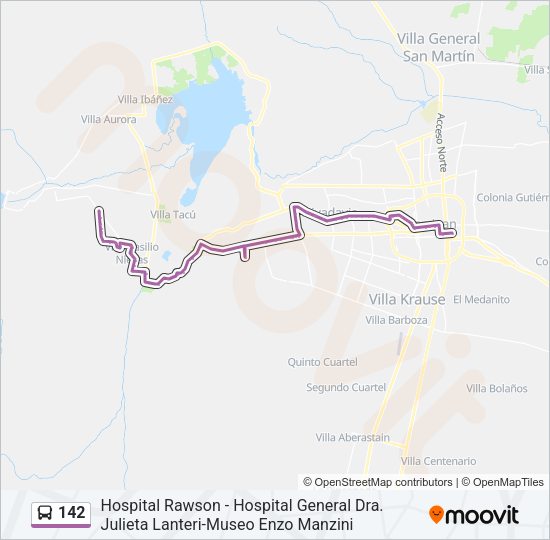 Mapa de 142 de autobús