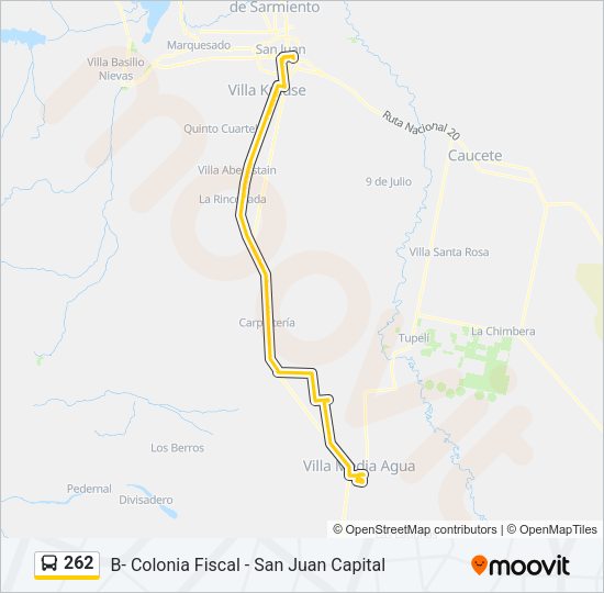 Mapa de 262 de autobús