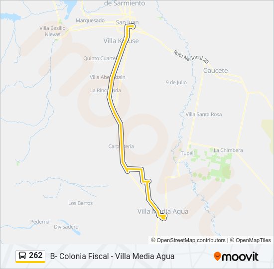 Mapa de 262 de autobús
