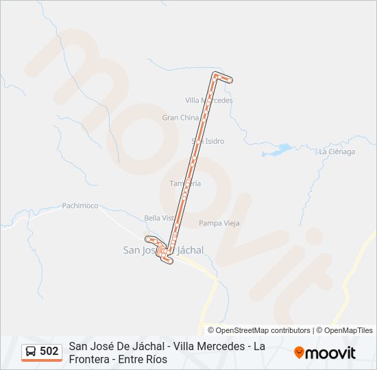 Mapa de 502 de autobús