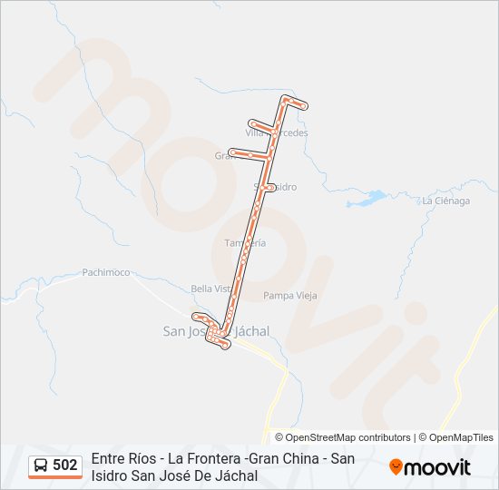 Mapa de 502 de autobús