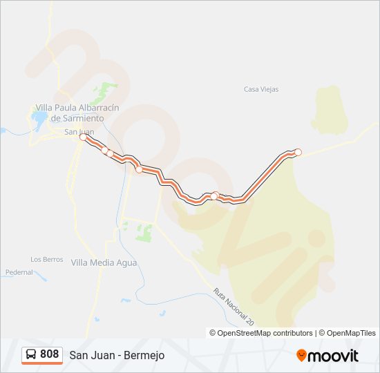 Mapa de 808 de autobús
