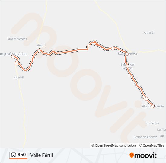 Mapa de 850 de autobús