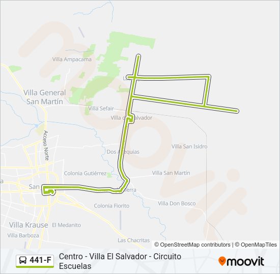 Mapa de 441-F de autobús