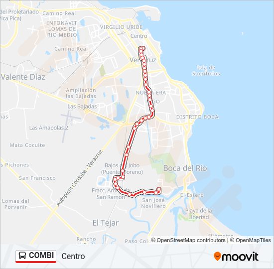Mapa de COMBI de autobús